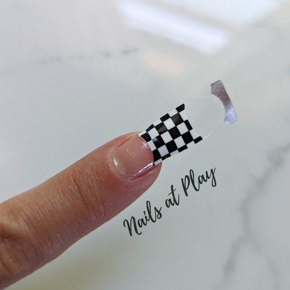 5 for $20 Nail Wraps- Checker Tip (transparent) - Picture 2 of 4